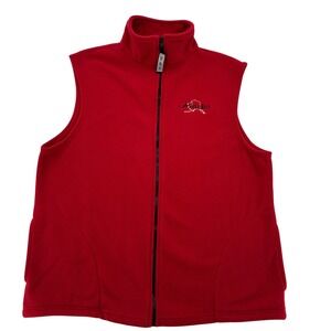 Alaska Mens XL Fleece Vest  Red Sleeveless Full Zip Travel Souvenir Comfy Warm
